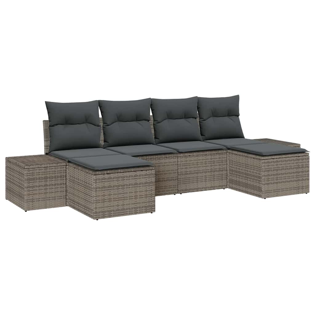 Set Divano da Giardino 4 pz Grigio polyrattan