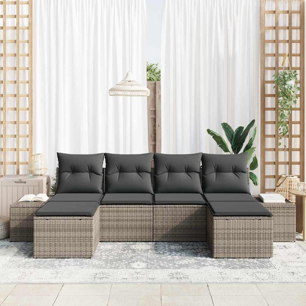 Set Divano da Giardino 4 pz Grigio polyrattan