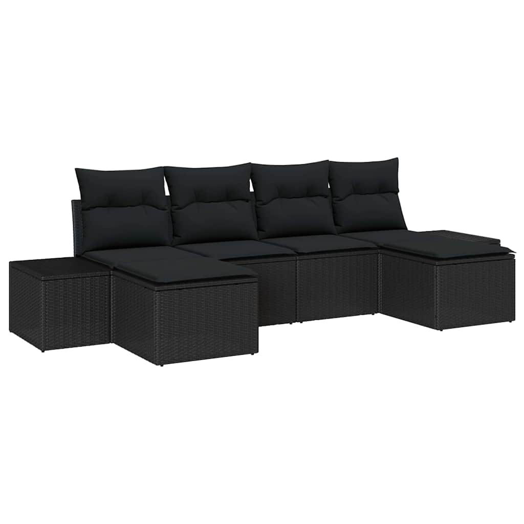 Set Divano da Giardino 4 pz Nero polyrattan