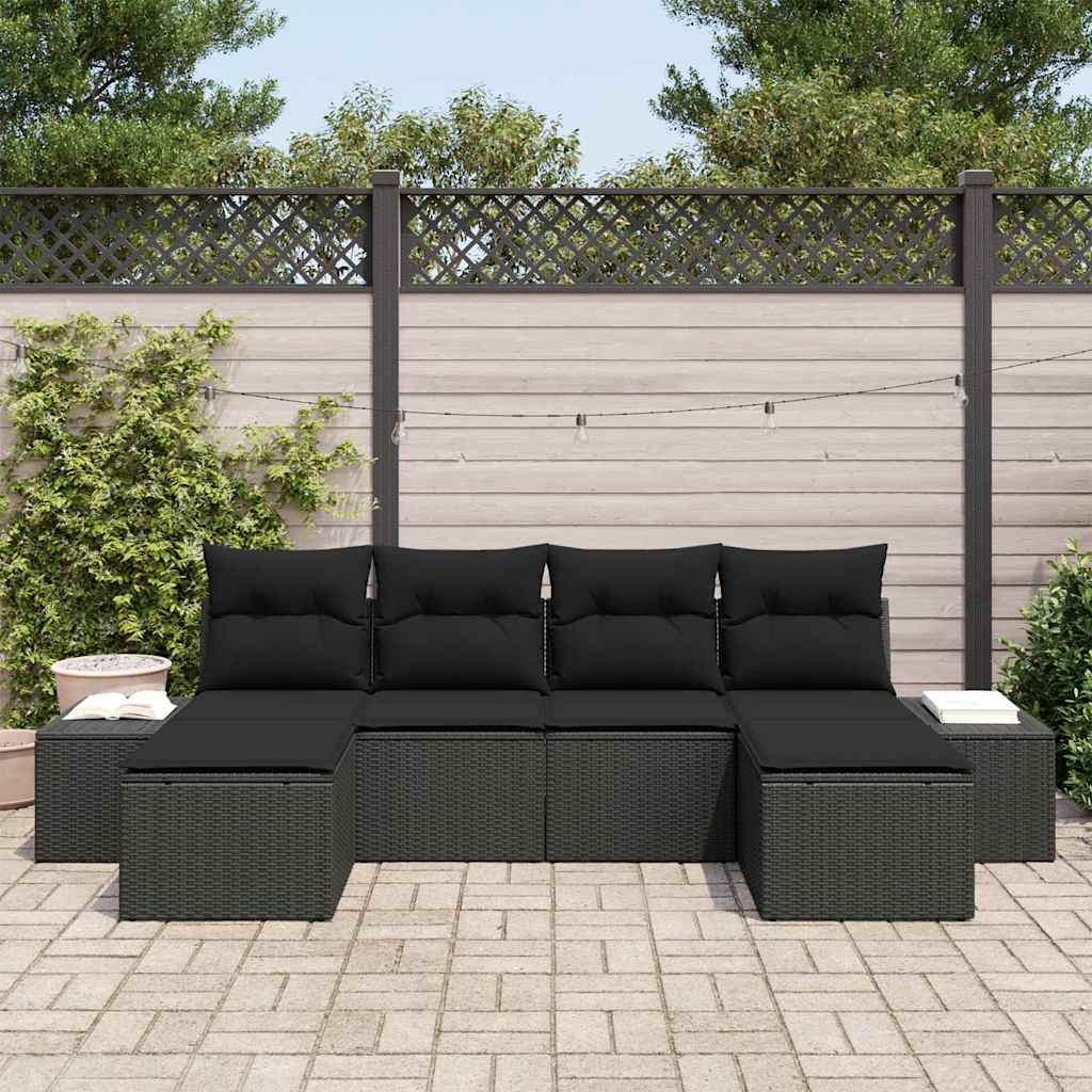 Set Divano da Giardino 4 pz Nero polyrattan