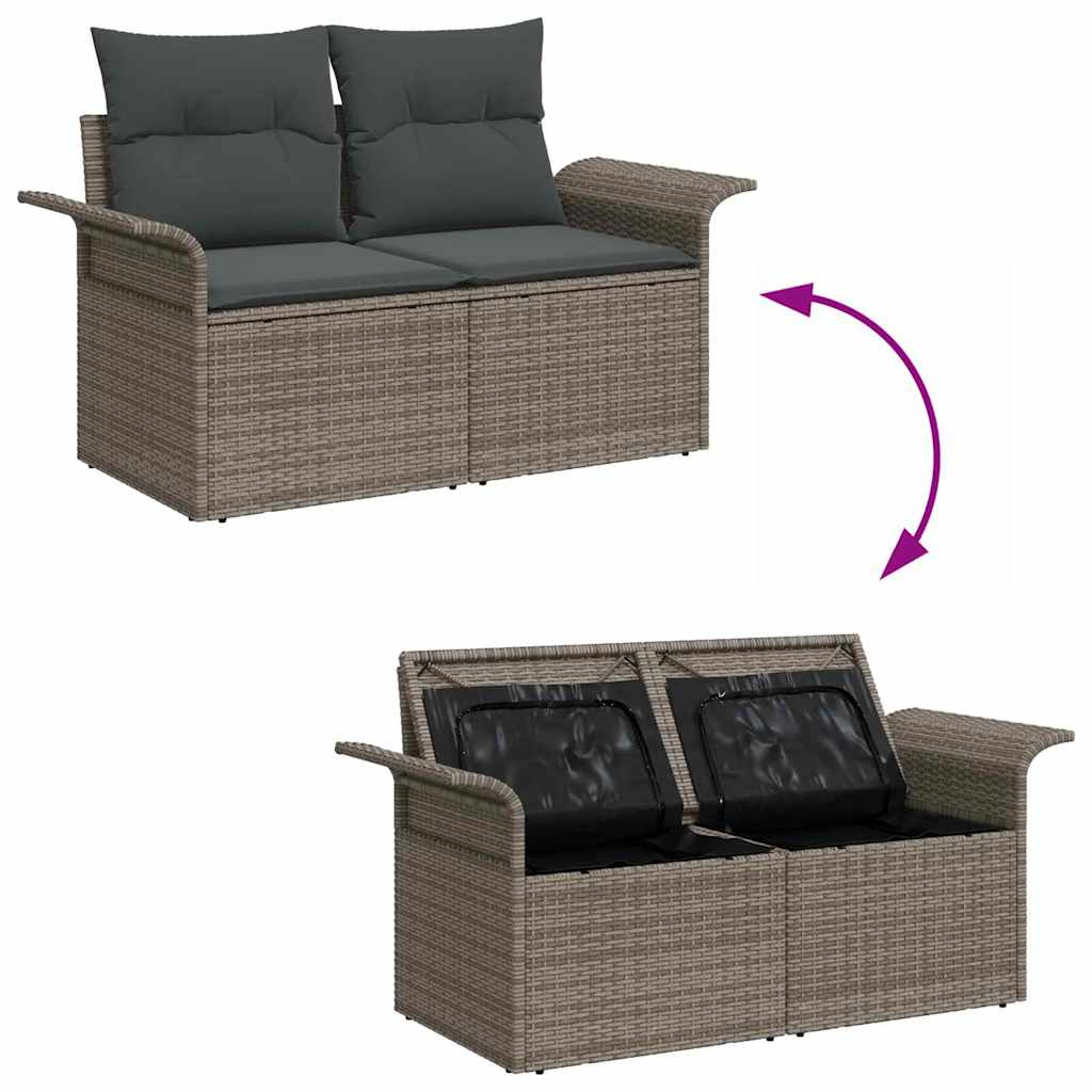 Set Divano da Giardino 5 pz 4-Numero di posti Grigio polyrattan