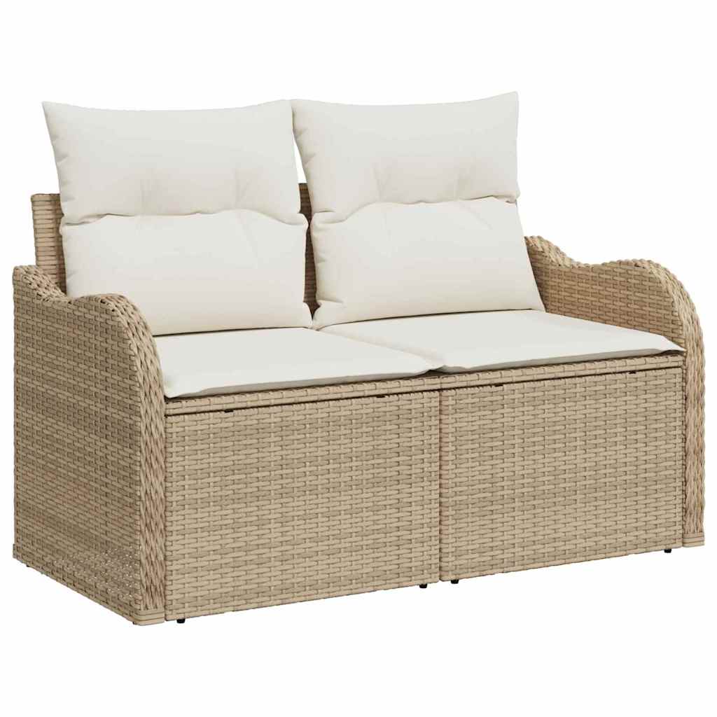 Set Divano da Giardino 5 pz Beige e Crema polyrattan