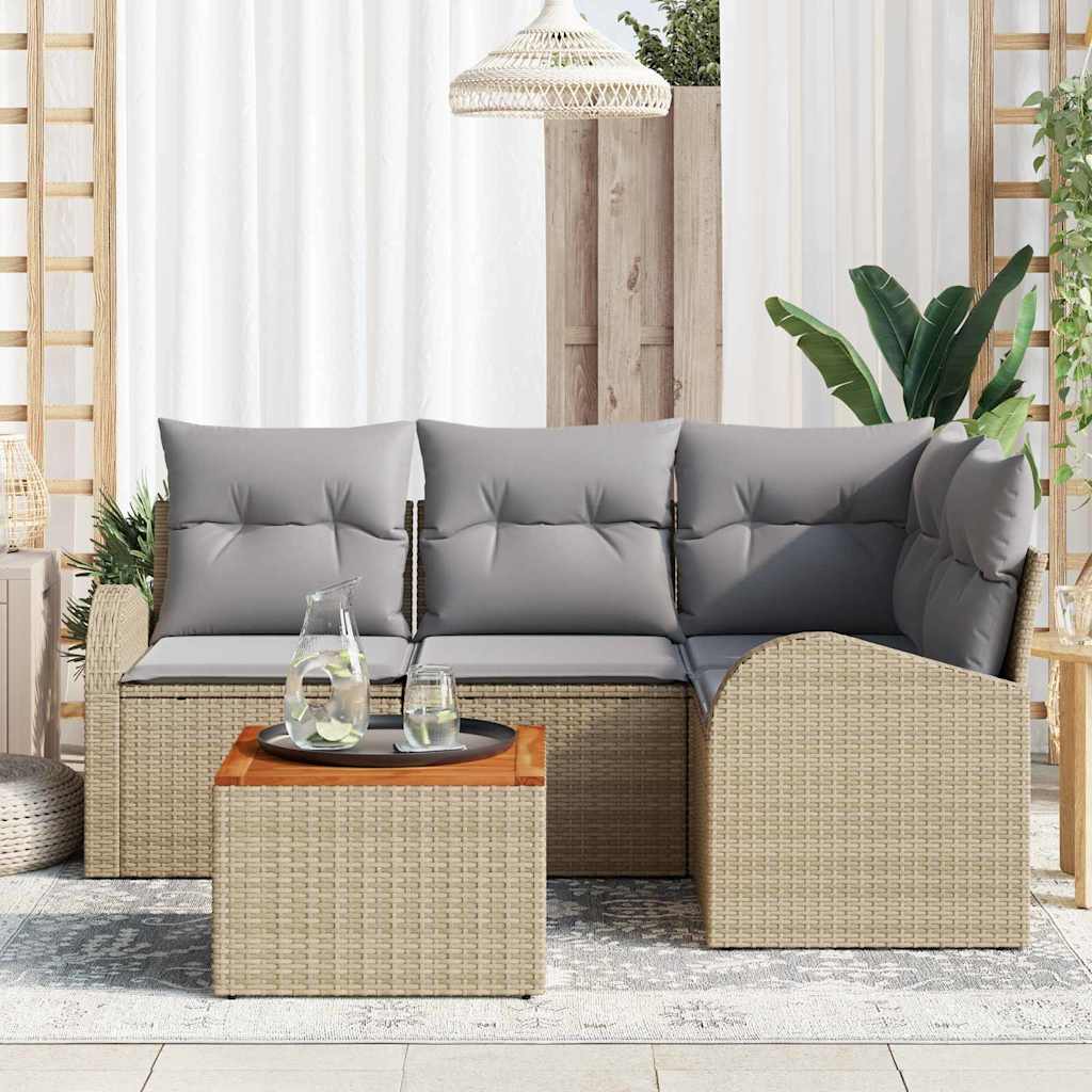 Set Divano da Giardino 5 pz Beige e Grigio Chiaro polyrattan