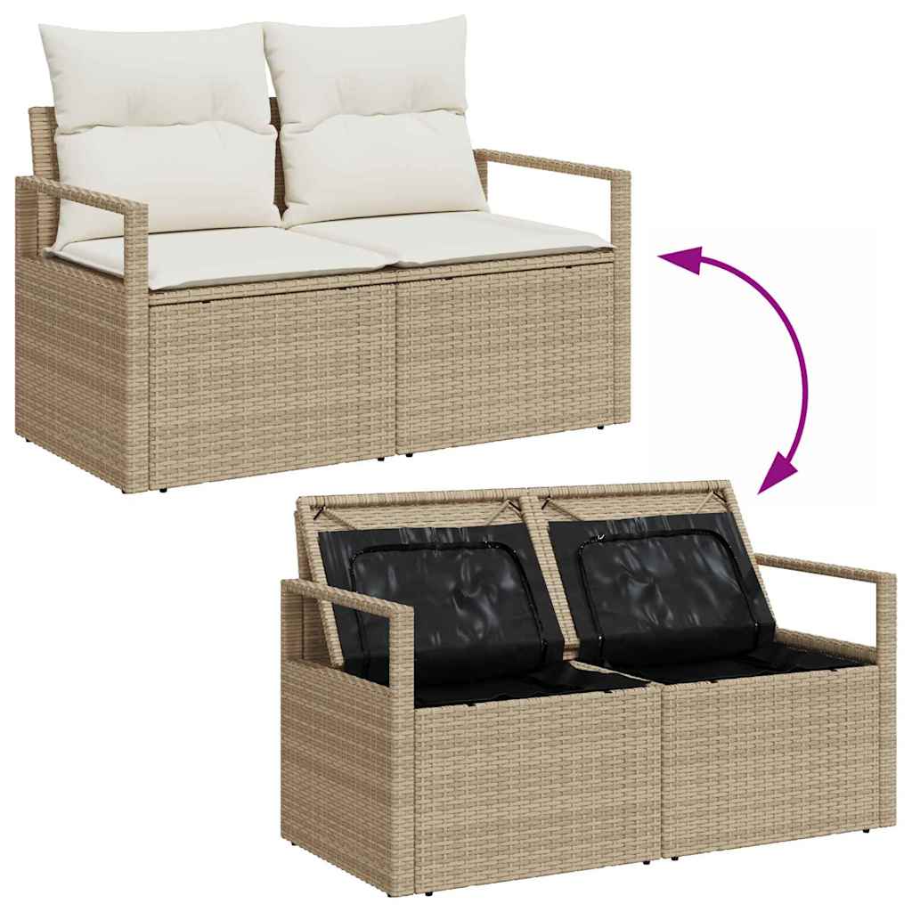 Set Divano da Giardino 5 pz Beige e Crema polyrattan