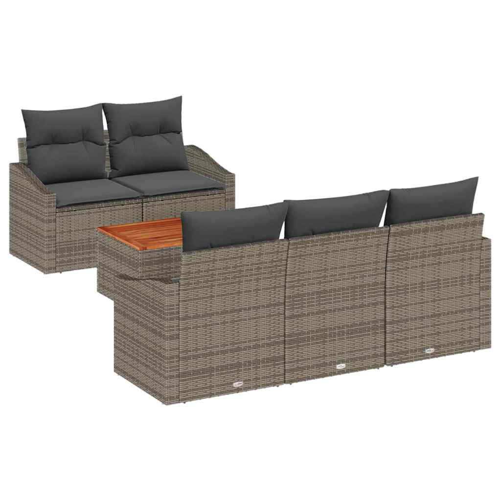 Set Divano da Giardino 6 pz Grigio polyrattan