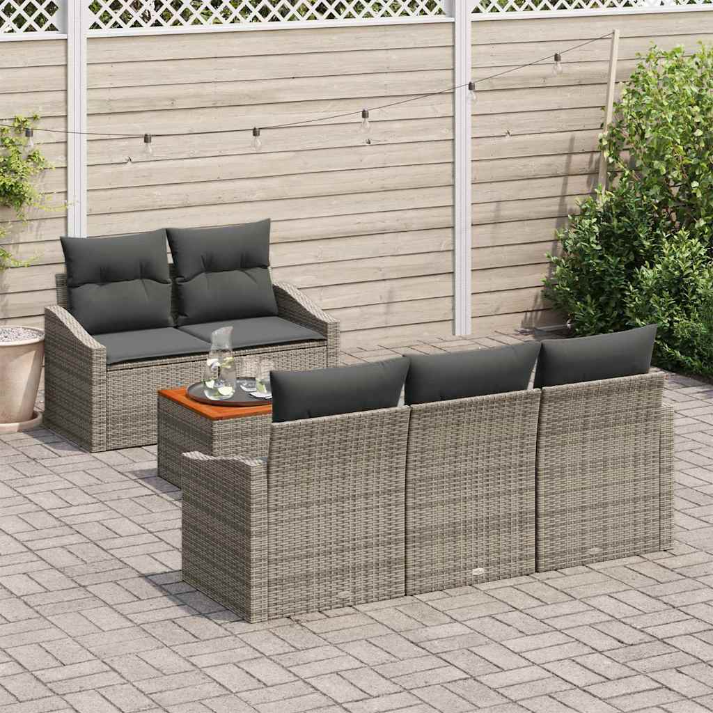 Set Divano da Giardino 6 pz Grigio polyrattan