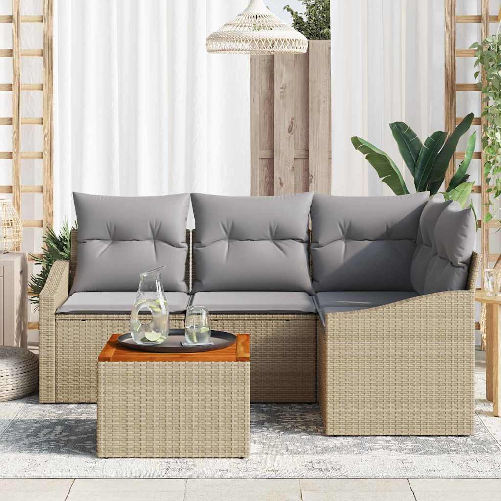 Set Divano da Giardino 5 pz Beige e Grigio Chiaro polyrattan
