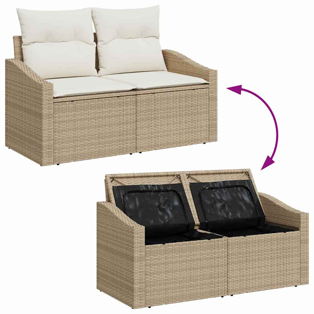 Set Divano da Giardino 5 pz Beige e Crema polyrattan