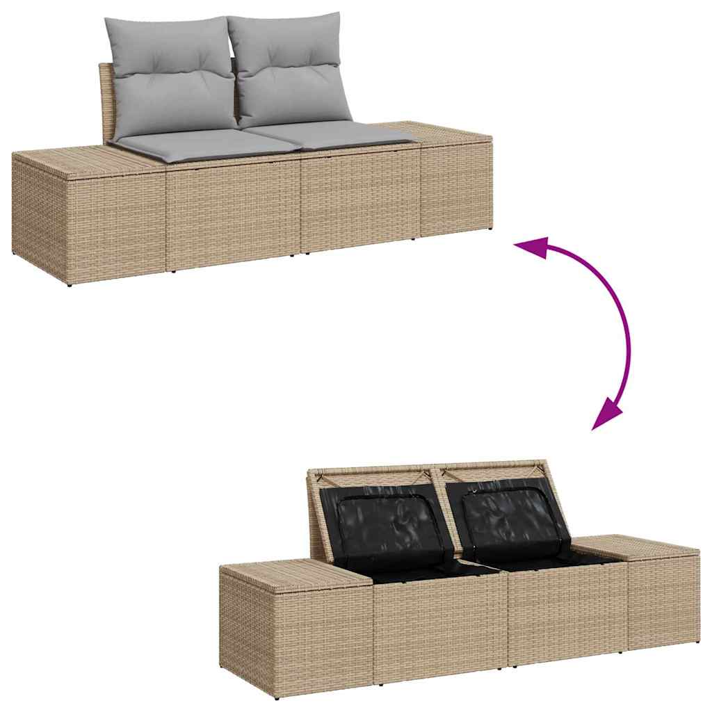 Set Divano da Giardino 5 pz Beige e Grigio Chiaro polyrattan