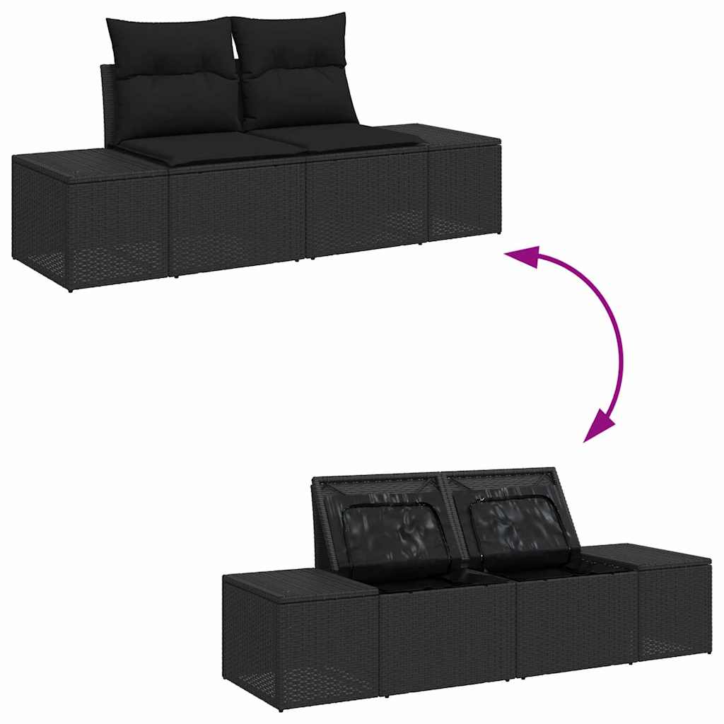 Set Divano da Giardino 6 pz Nero polyrattan