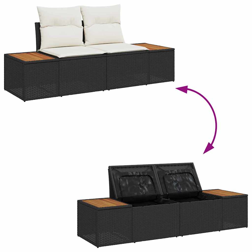 Set Divano da Giardino 5 pz Nero Poly Rattan