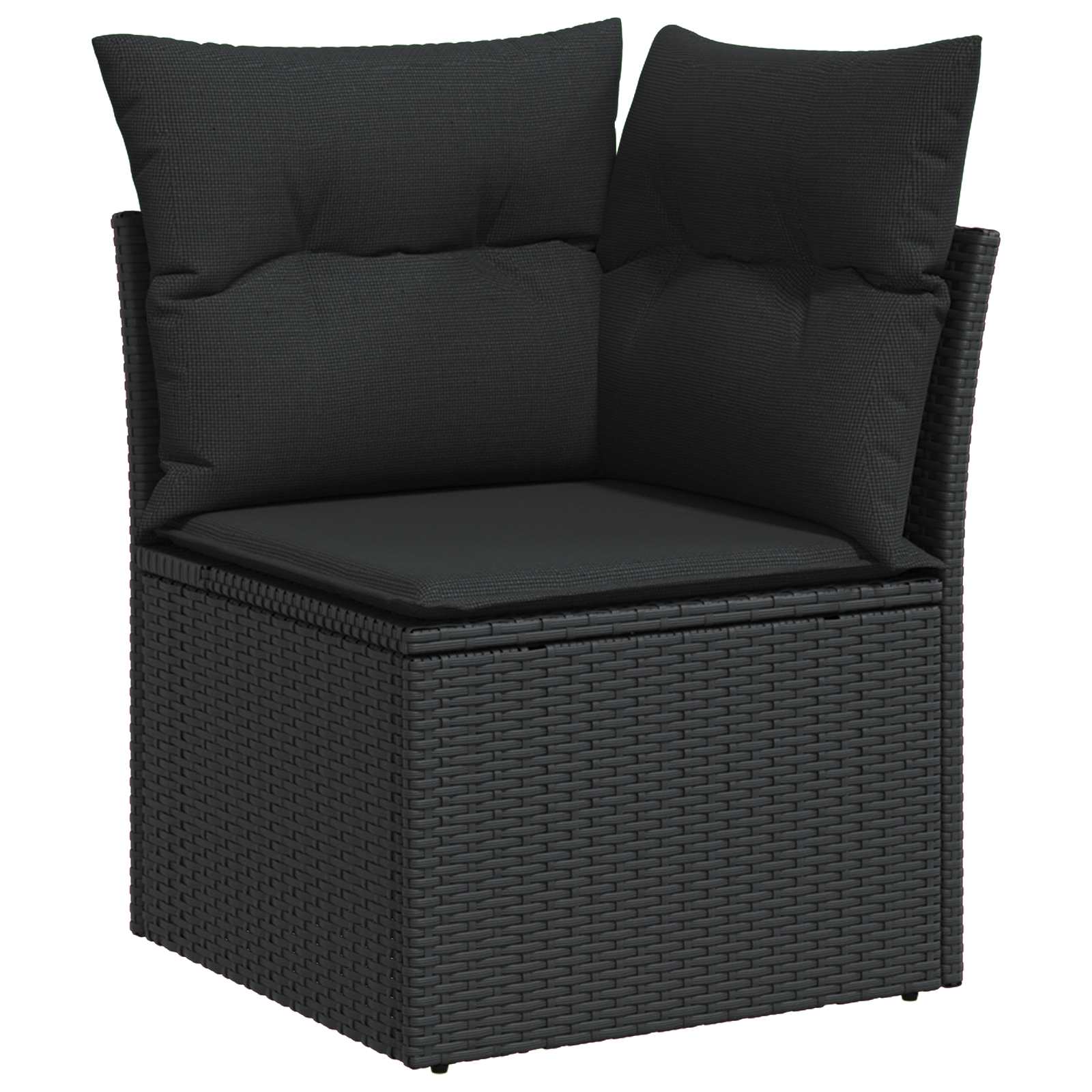 Set Divano da Giardino 4 pz 4-Numero di posti Nero Polyrattan