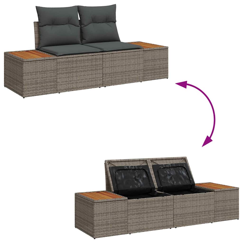 Set Divano da Giardino 4 pz 4-Numero di posti Grigio Polyrattan