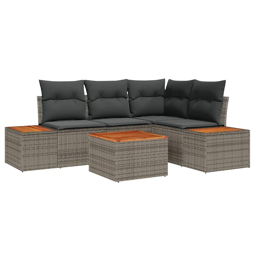 Set Divano da Giardino 4 pz 4-Numero di posti Grigio Polyrattan