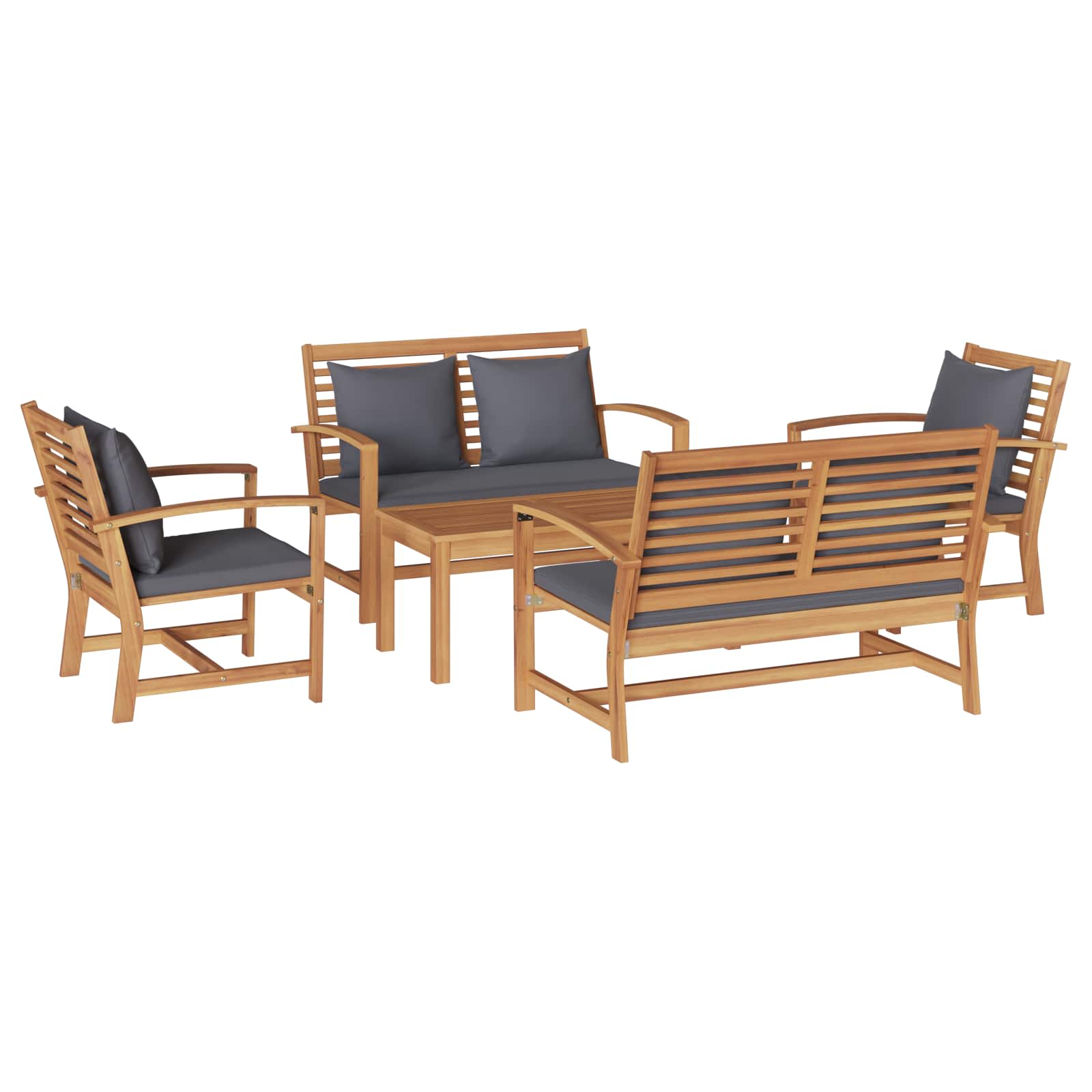 Set Divano da Giardino 5 pz Naturale Legno di teak solido