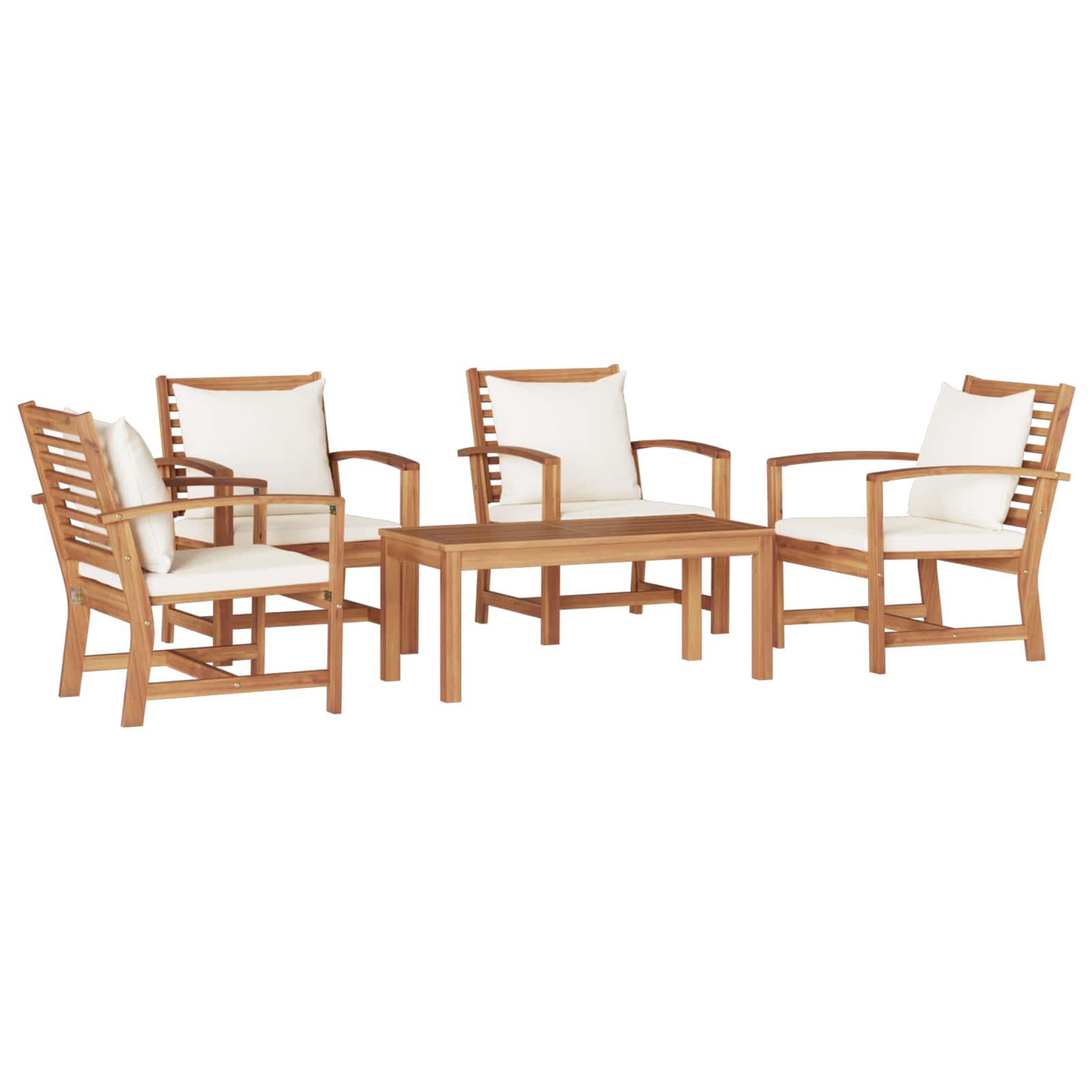Set Divano da Giardino 5 pz Naturale Legno di teak solido