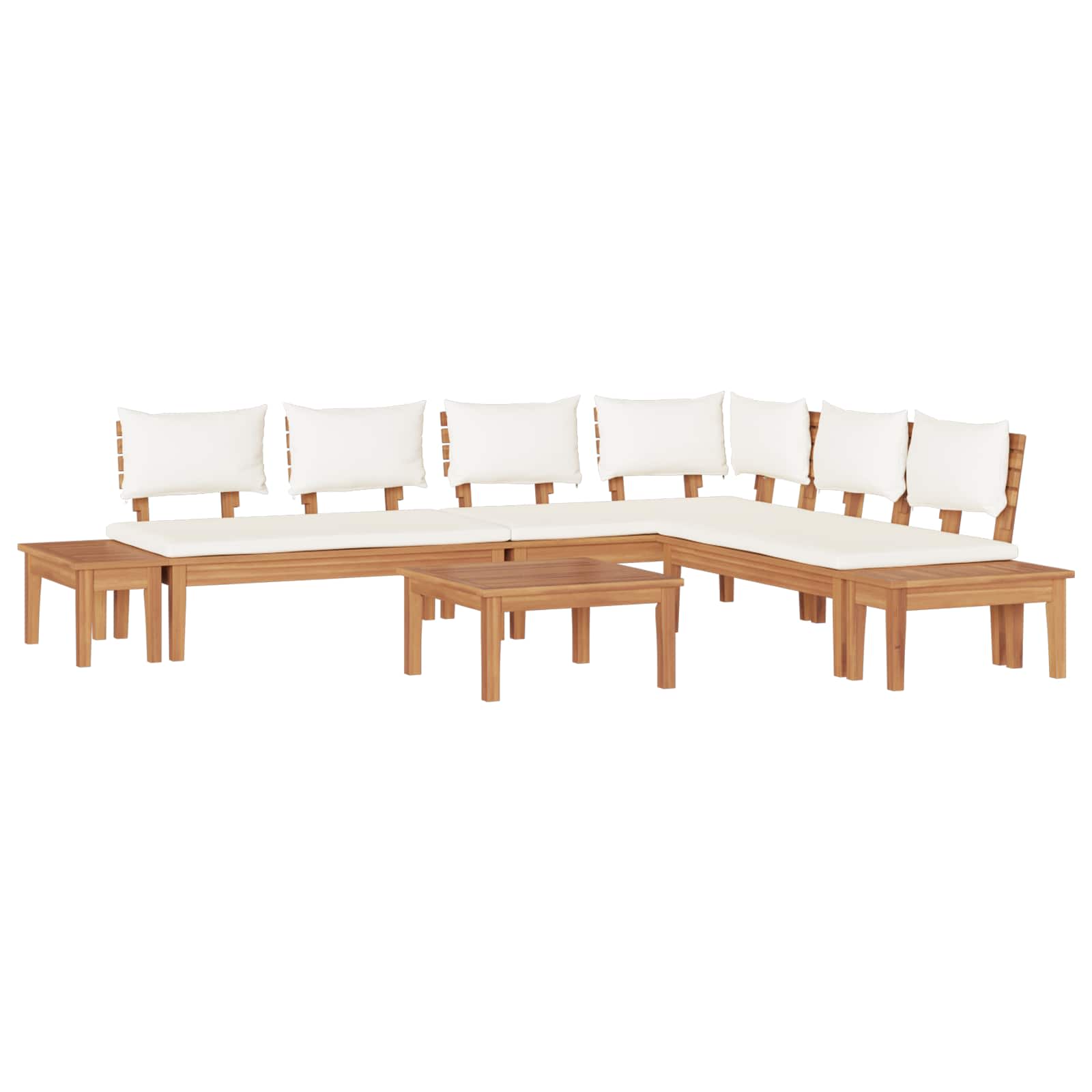 Set Divano da Giardino 4 pz Marrone e Crema