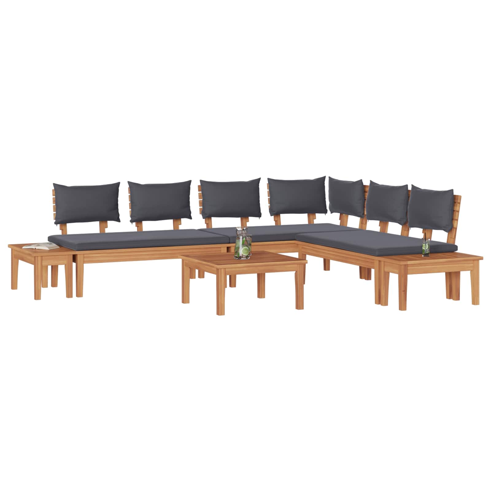 Set Divano da Giardino 3 pz Marrone e Grigio