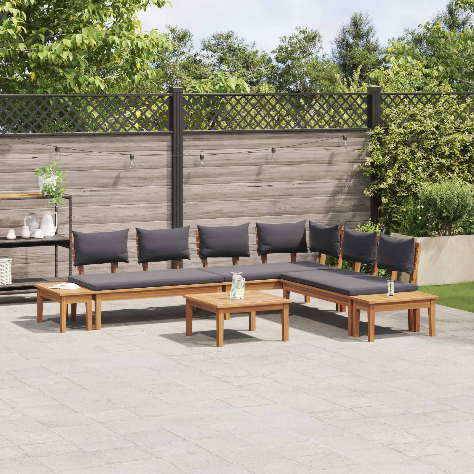 Set Divano da Giardino 3 pz Marrone e Grigio
