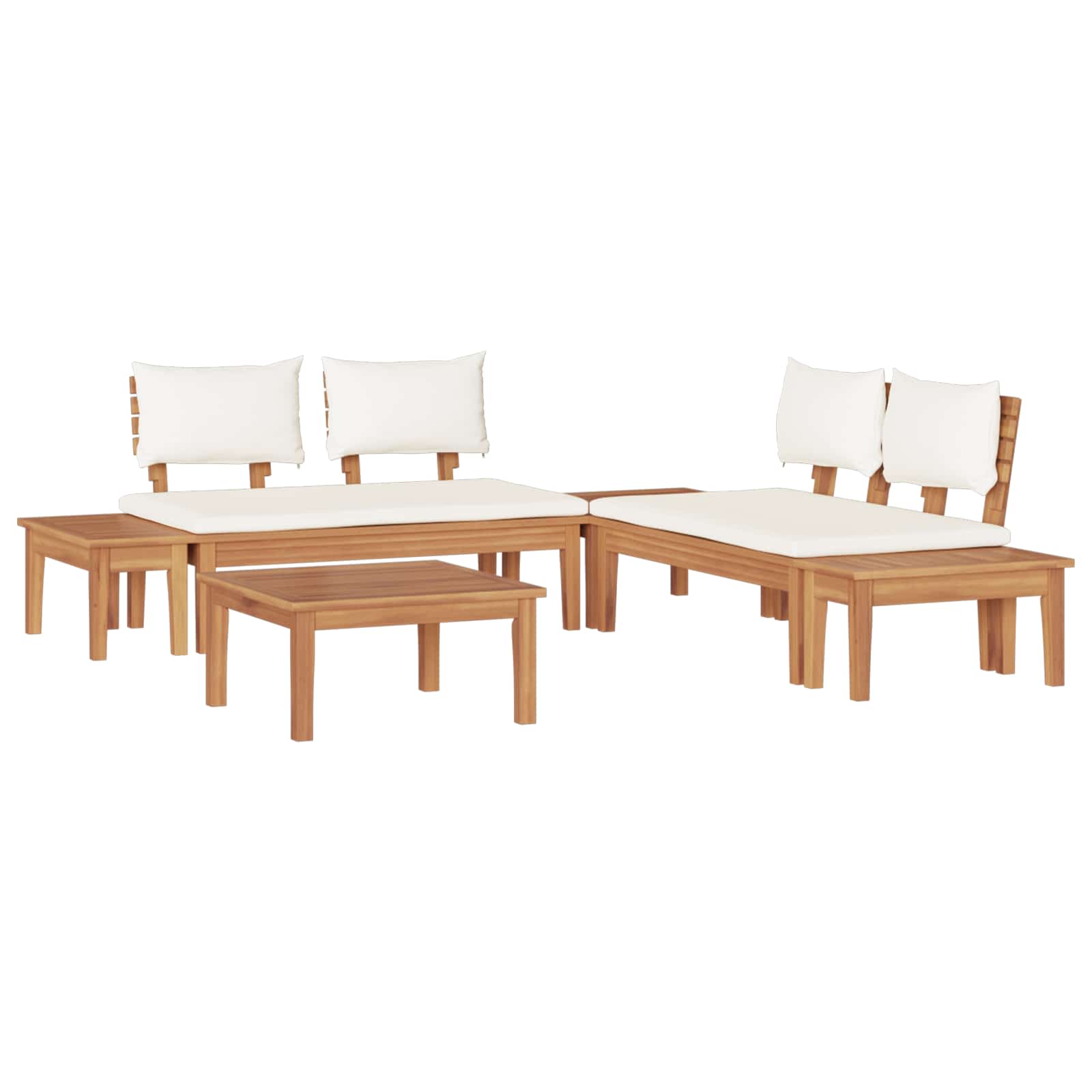 Set Divano da Giardino 3 pz Marrone e Crema