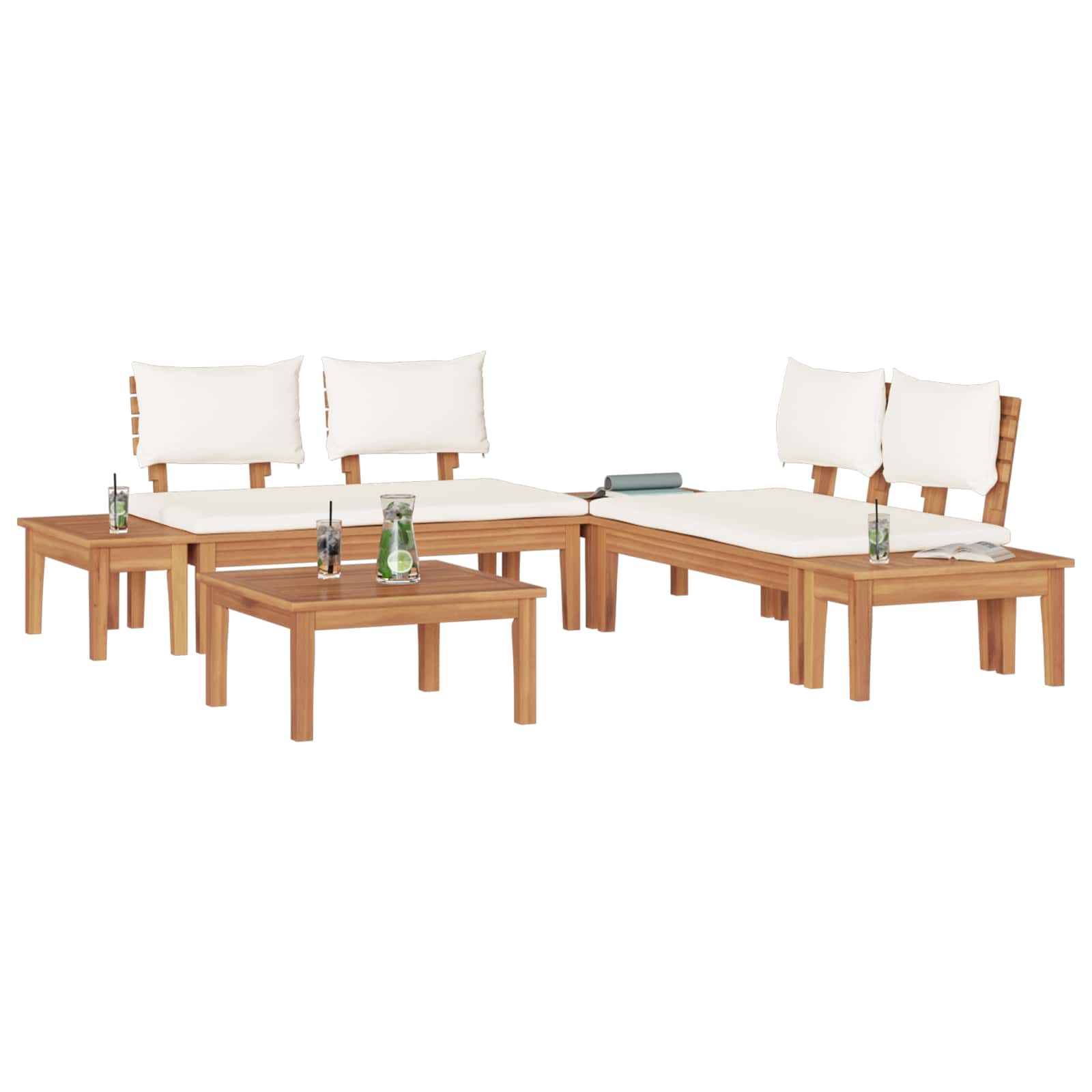 Set Divano da Giardino 3 pz Marrone e Crema