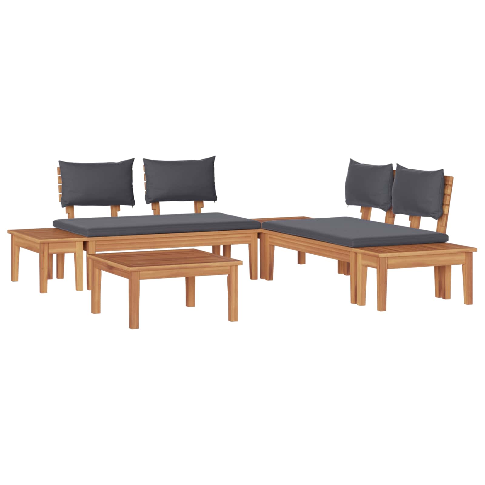 Set Divano da Giardino 3 pz Marrone e Grigio