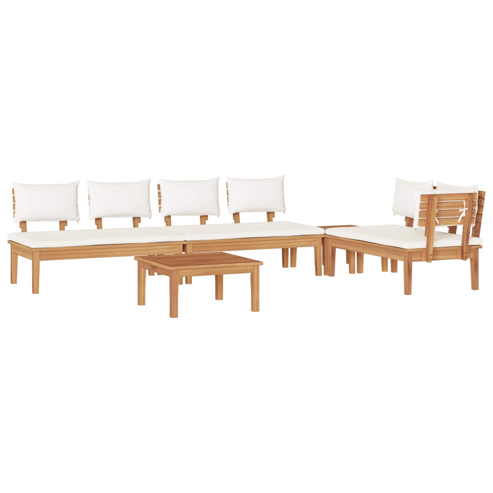 Set Divano da Giardino 5 pz Marrone e Crema