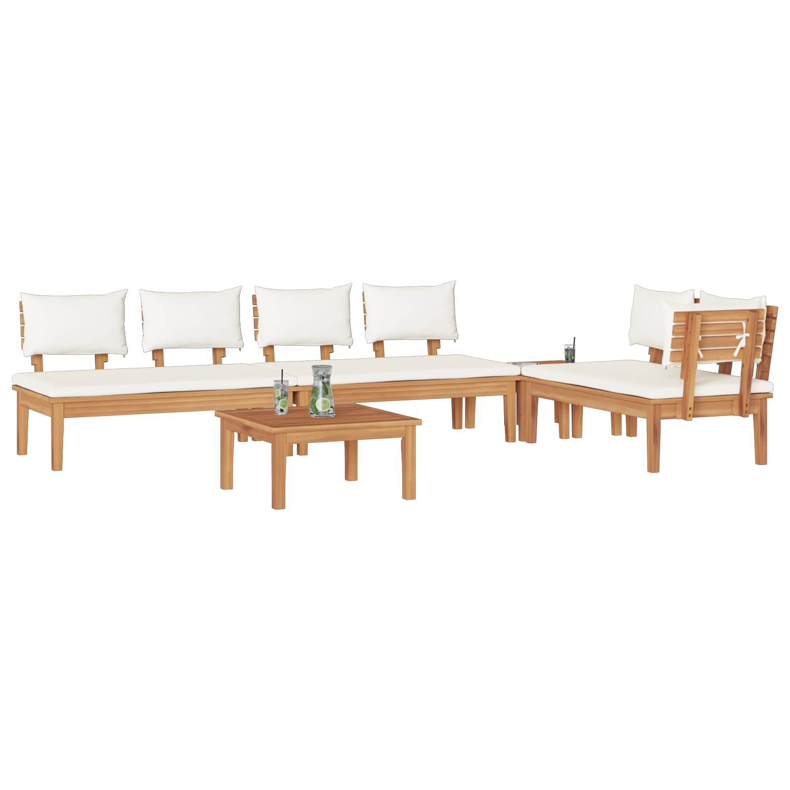 Set Divano da Giardino 5 pz Marrone e Crema