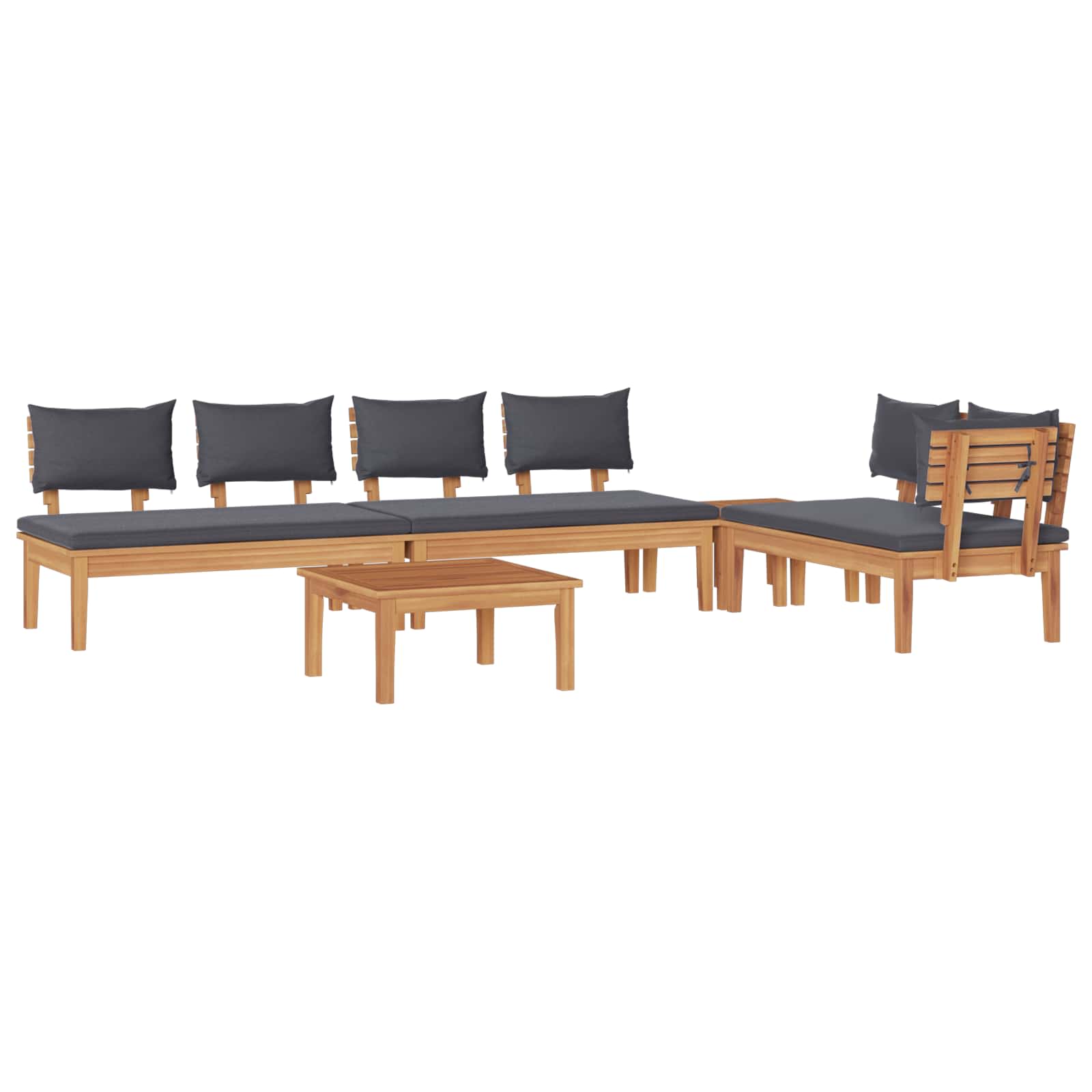 Set Divano da Giardino 5 pz Marrone e Grigio