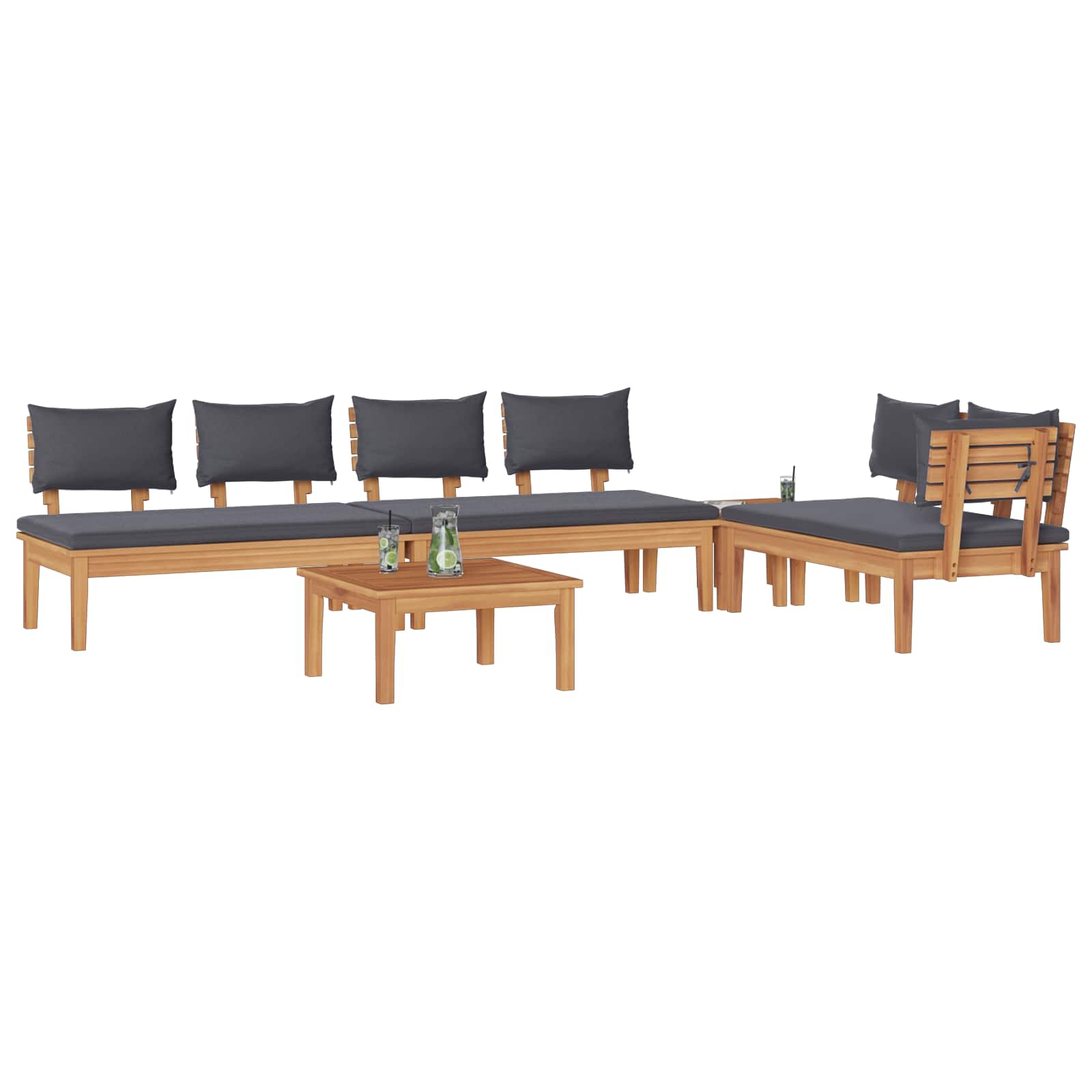 Set Divano da Giardino 5 pz Marrone e Grigio