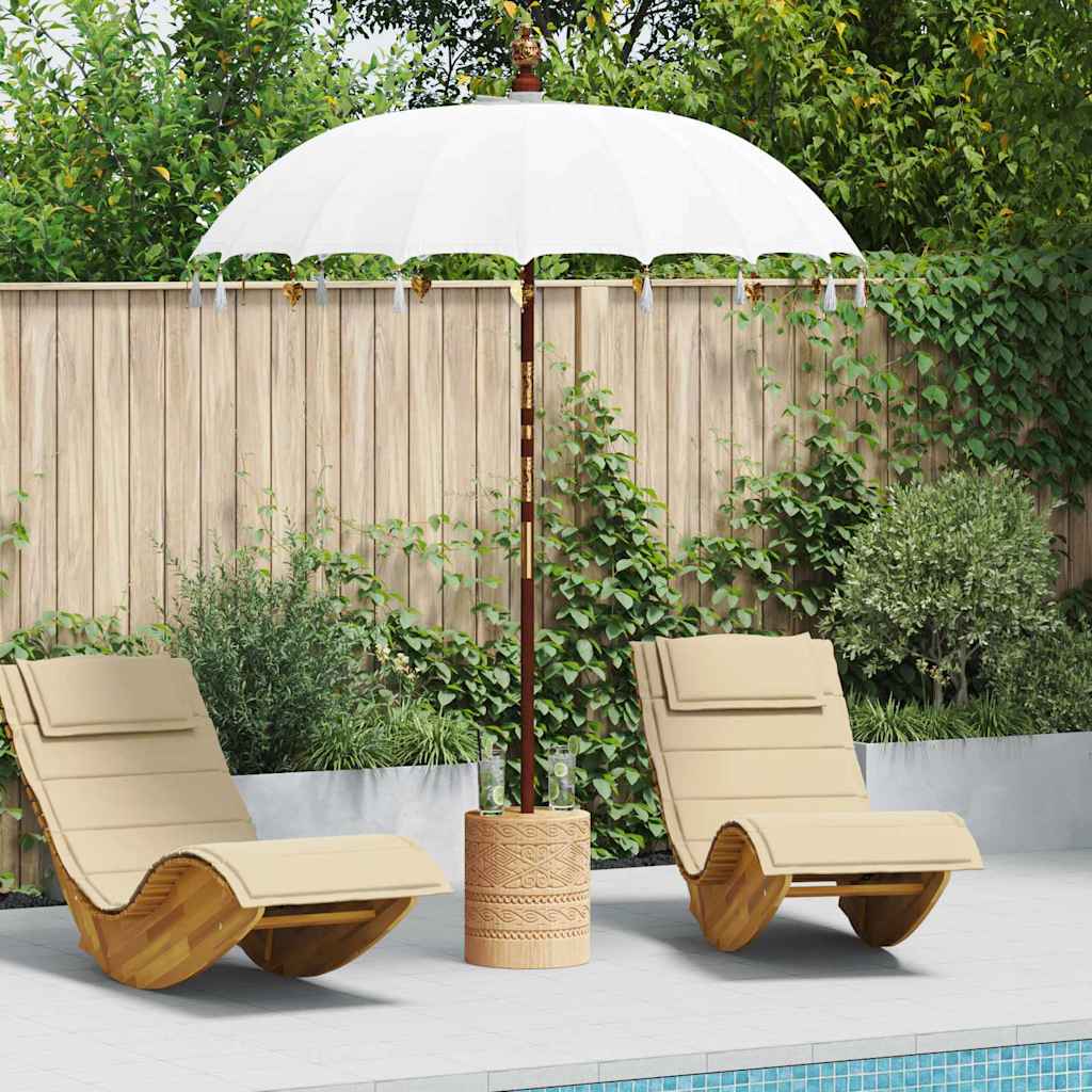 Ombrello balinese con base Crema e Naturale 190 x 190 x 250 cm