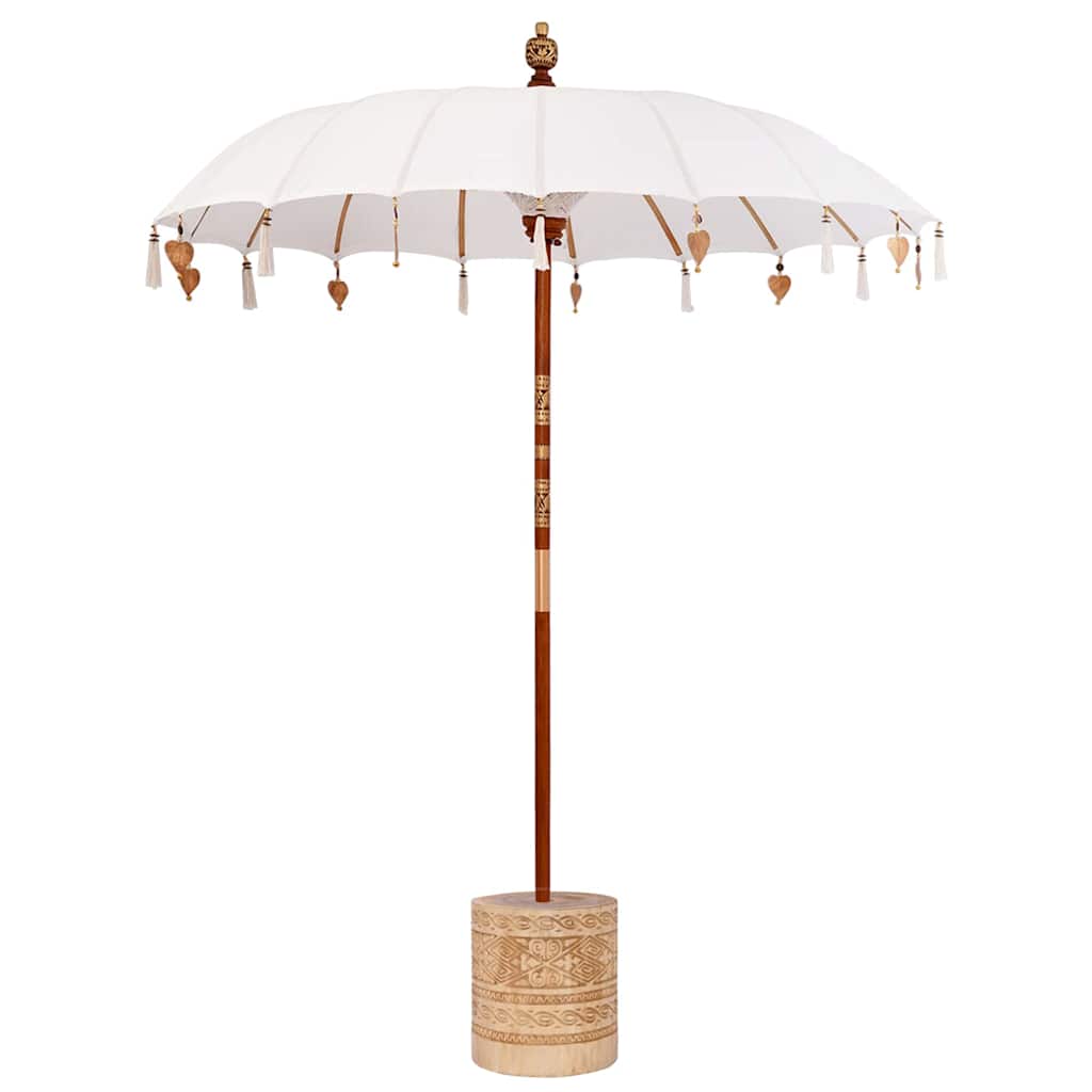 Ombrello balinese con base Crema e Naturale 190 x 190 x 250 cm