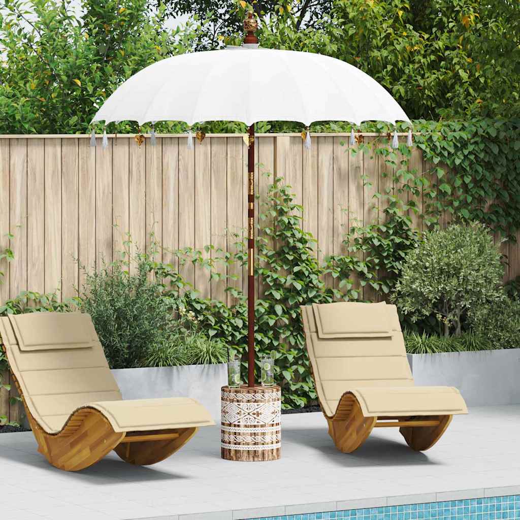 Ombrello balinese con base Crema e Bianco 190 x 190 x 250 cm