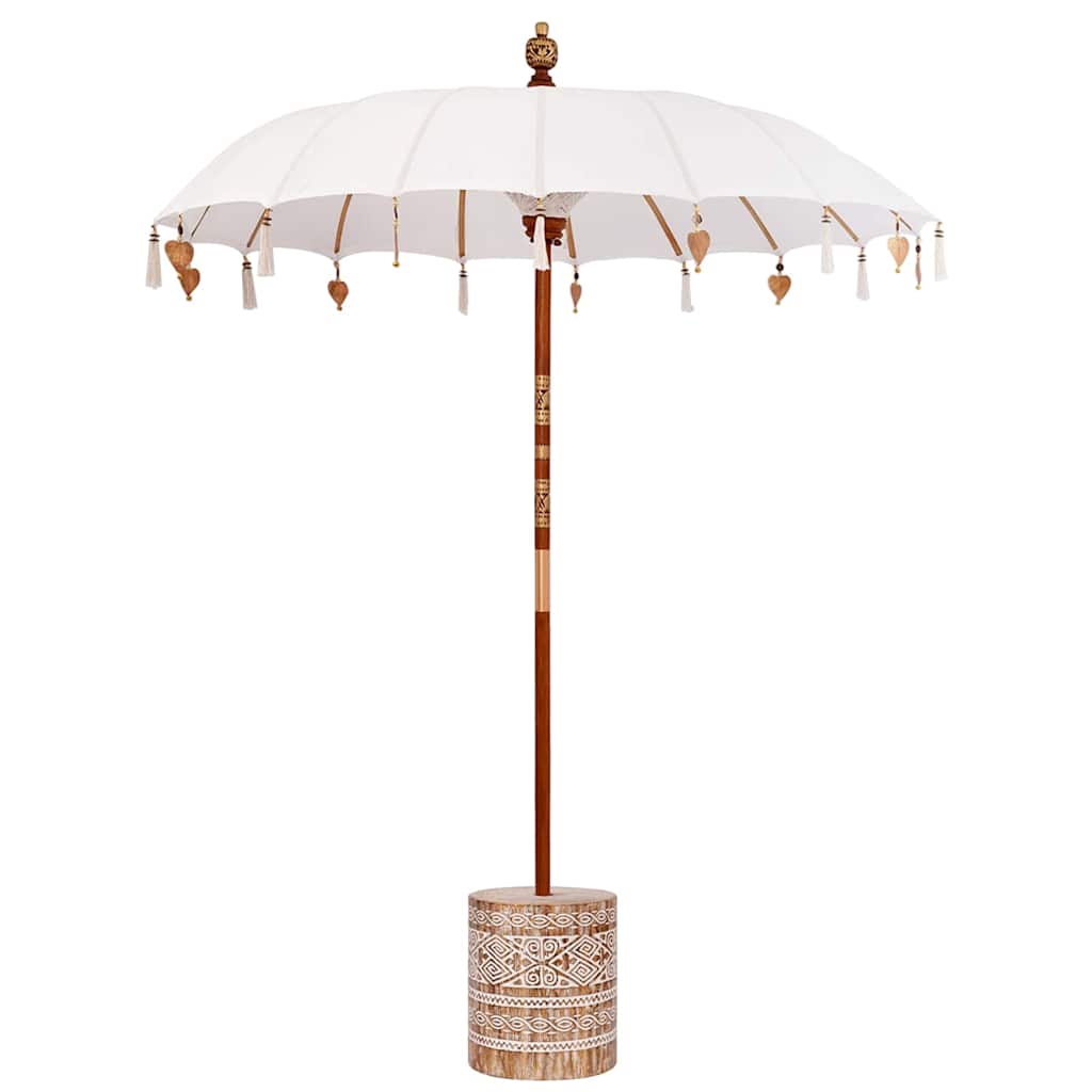 Ombrello balinese con base Crema e Bianco 190 x 190 x 250 cm