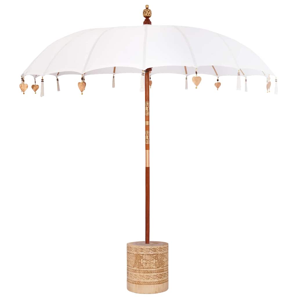 Ombrello balinese con base Crema e Naturale 220 x 220 x 250 cm
