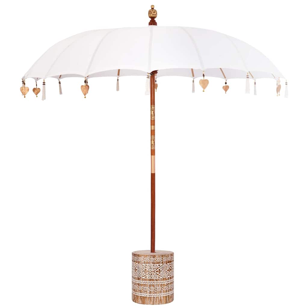 Ombrello balinese con base Crema e Bianco 220 x 220 x 250 cm