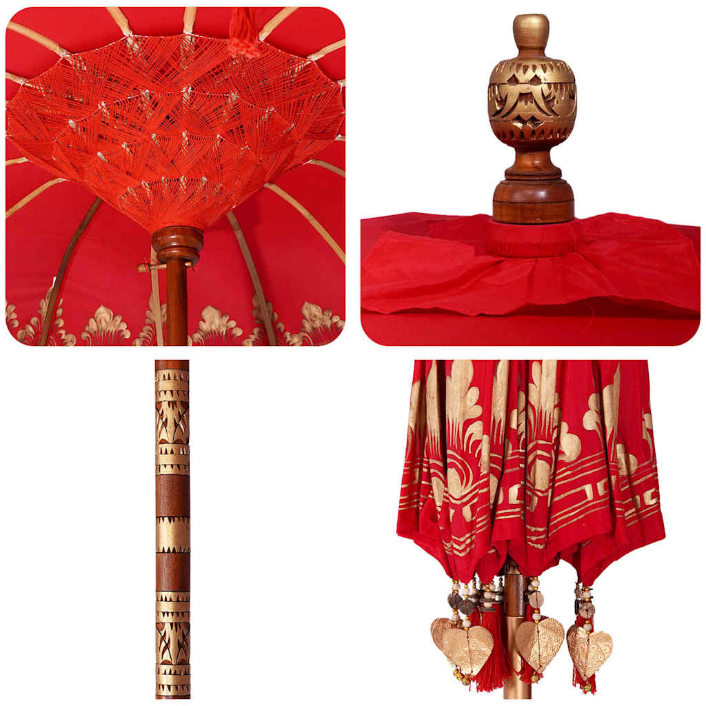 Ombrello balinese con base Rosso 185 x 185 x 260 cm