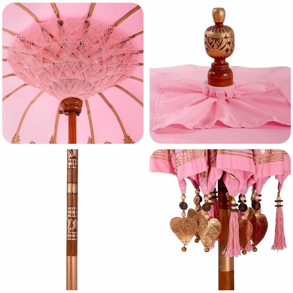 Ombrello balinese con base Rosa 215 x 215 x 260 cm