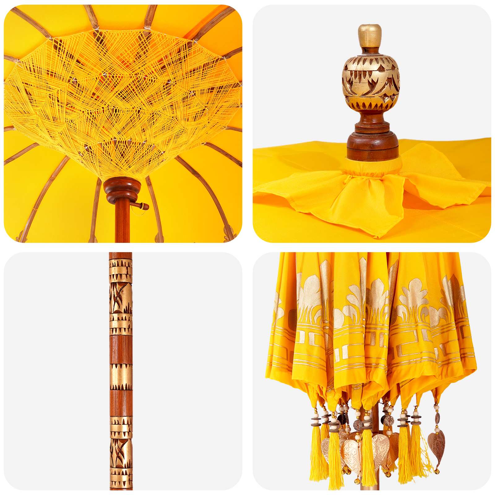 Ombrello balinese con base Giallo 95 x 95 x 260 cm