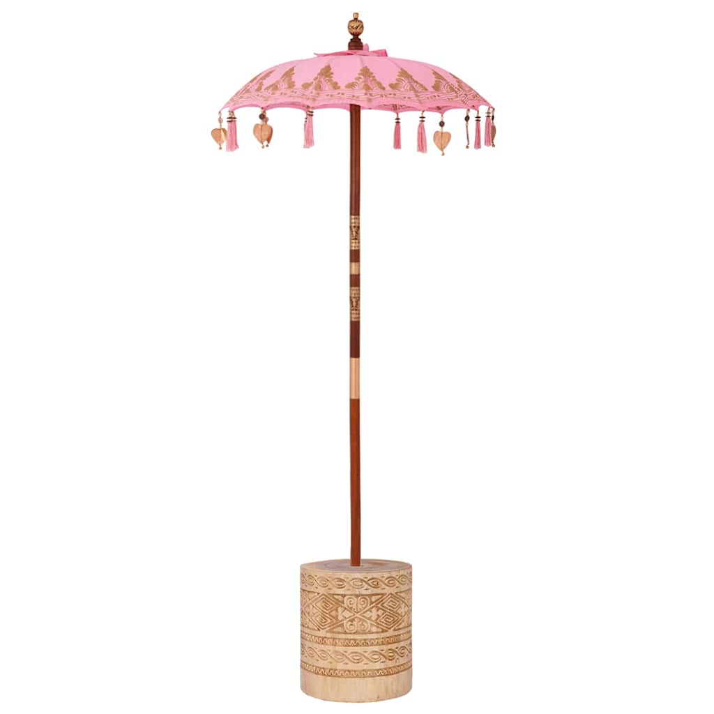 Ombrello balinese con base Rosa 95 x 95 x 260 cm
