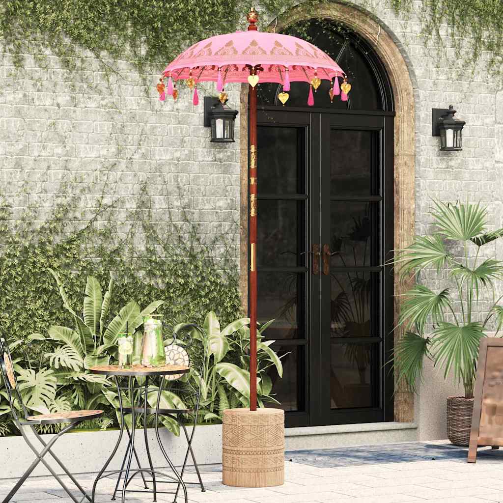 Ombrello balinese con base Rosa 95 x 95 x 260 cm
