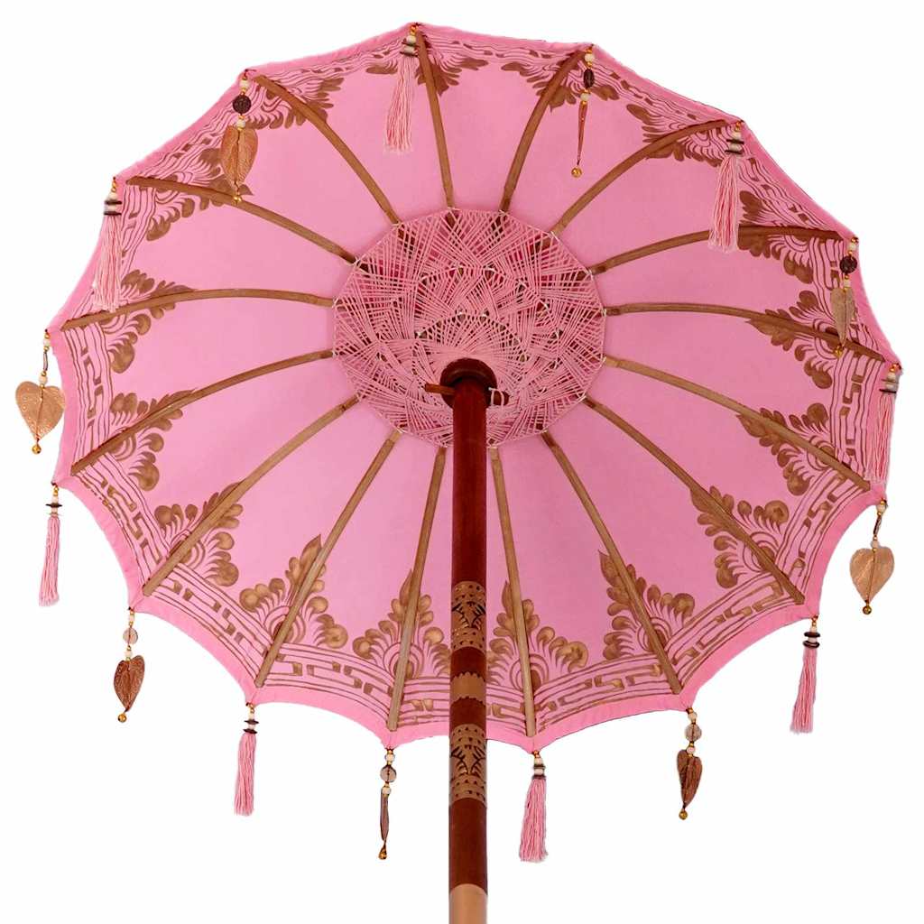 Ombrello balinese con base Rosa 95 x 95 x 260 cm