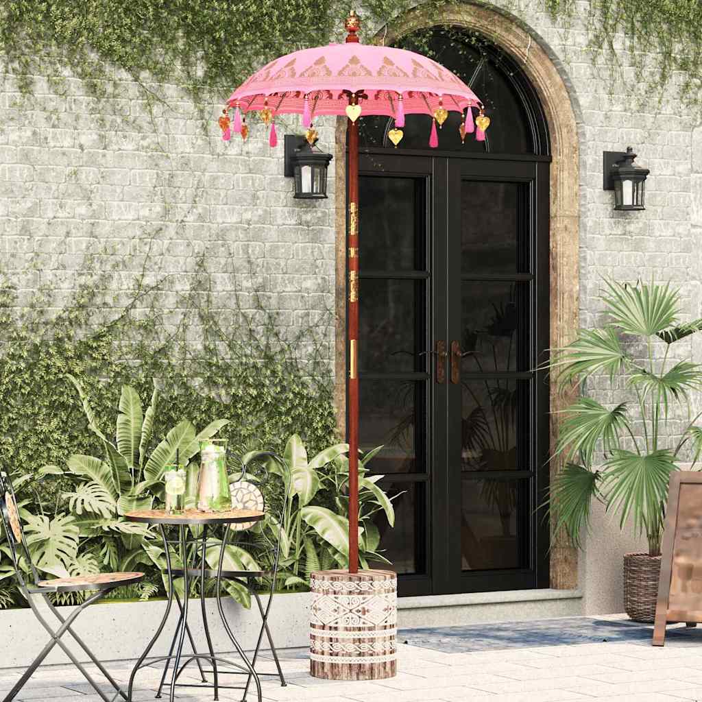 Ombrello balinese con base Rosa 95 x 95 x 260 cm