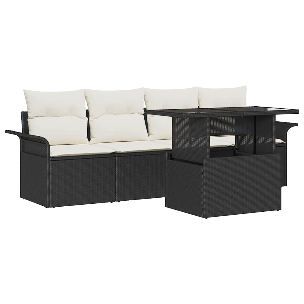 Set Divano da Giardino 5 pz Nero