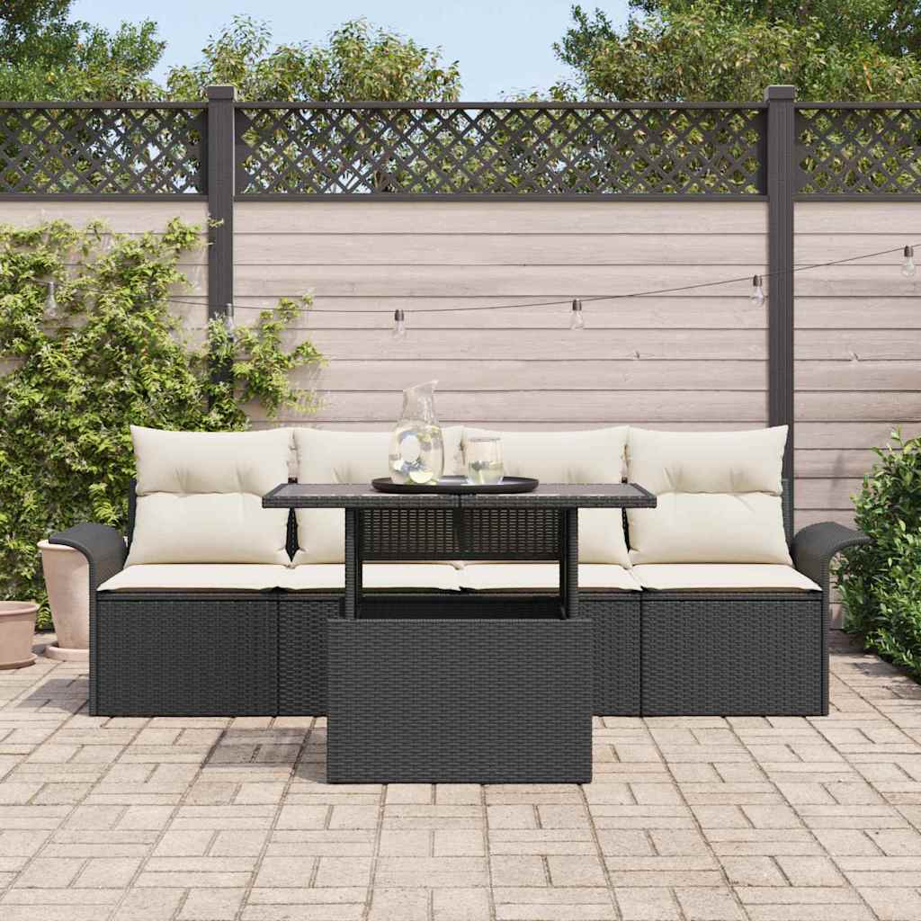 Set Divano da Giardino 5 pz Nero