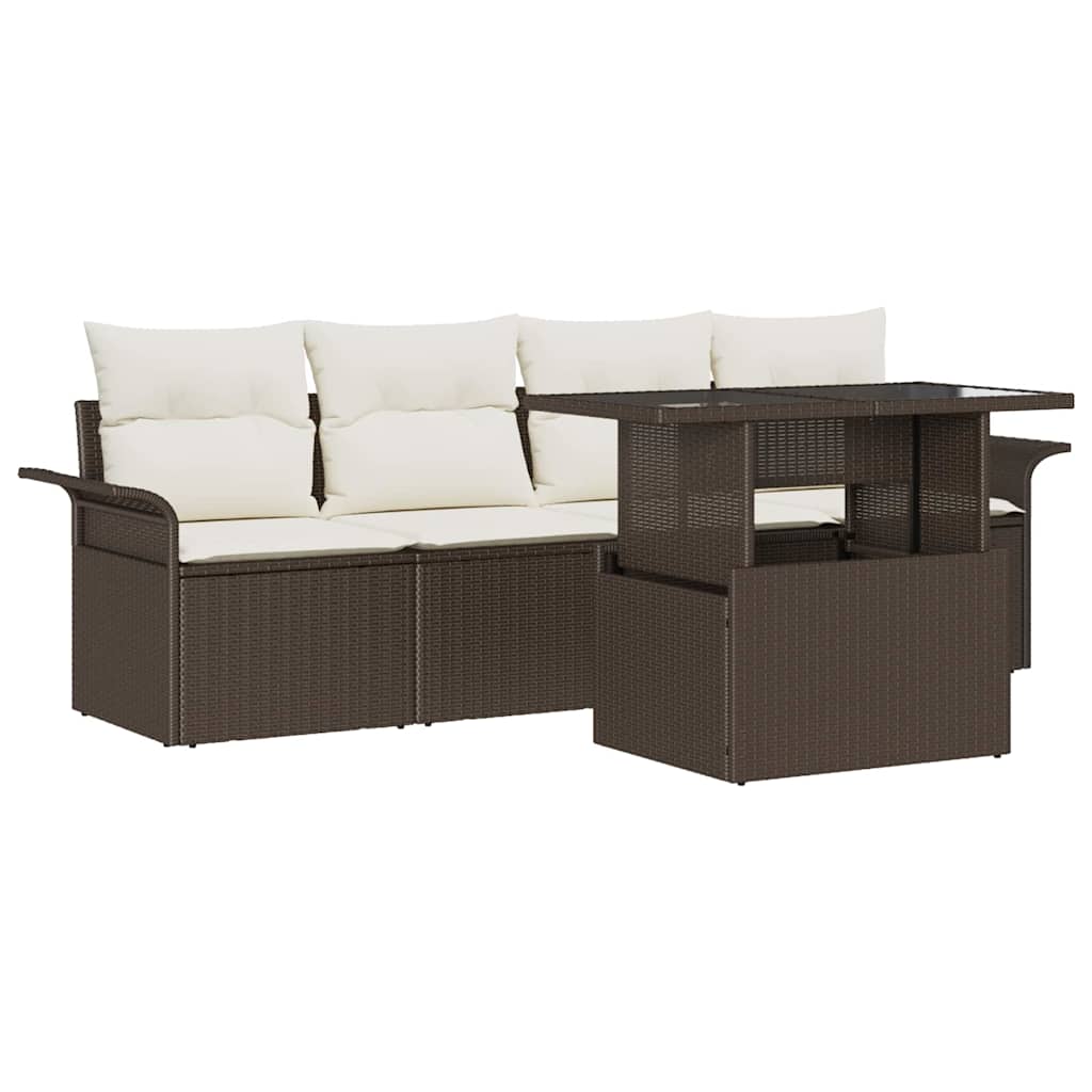 Set Divano da Giardino 5 pz Marrone