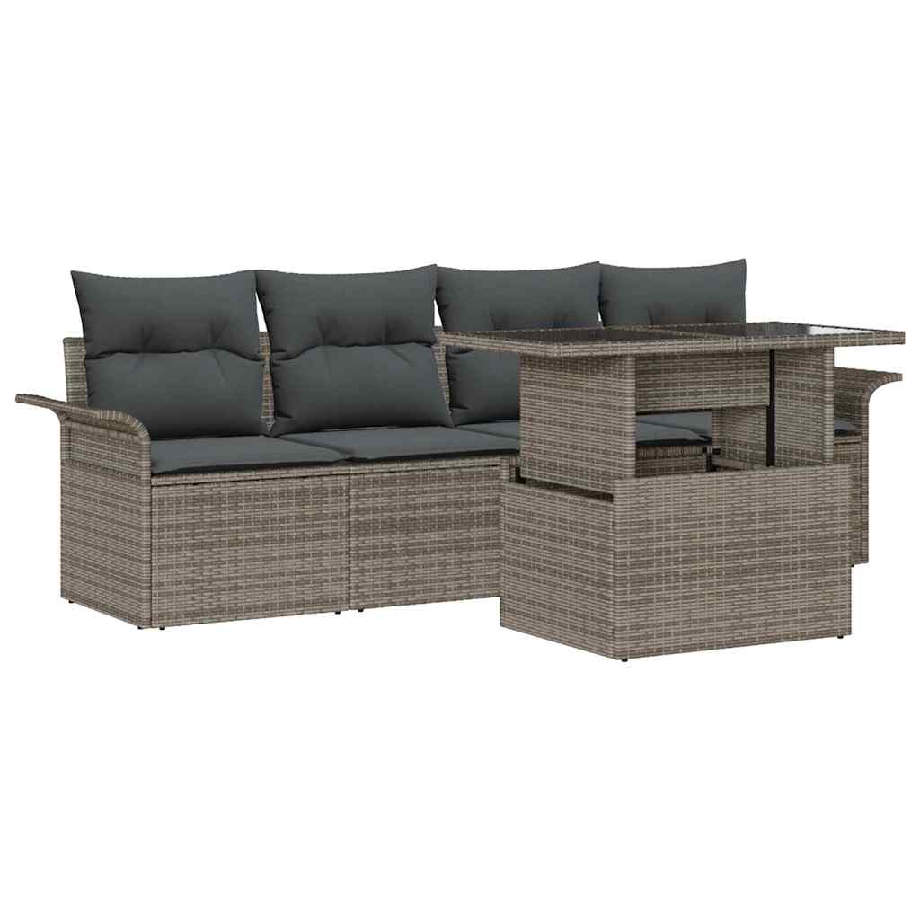 Set Divano da Giardino 5 pz Grigio