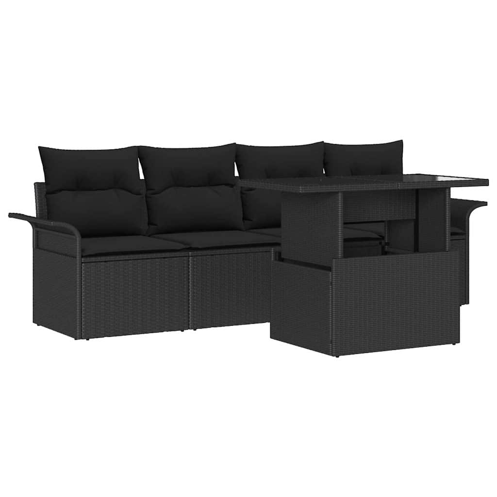 Set Divano da Giardino 5 pz Nero