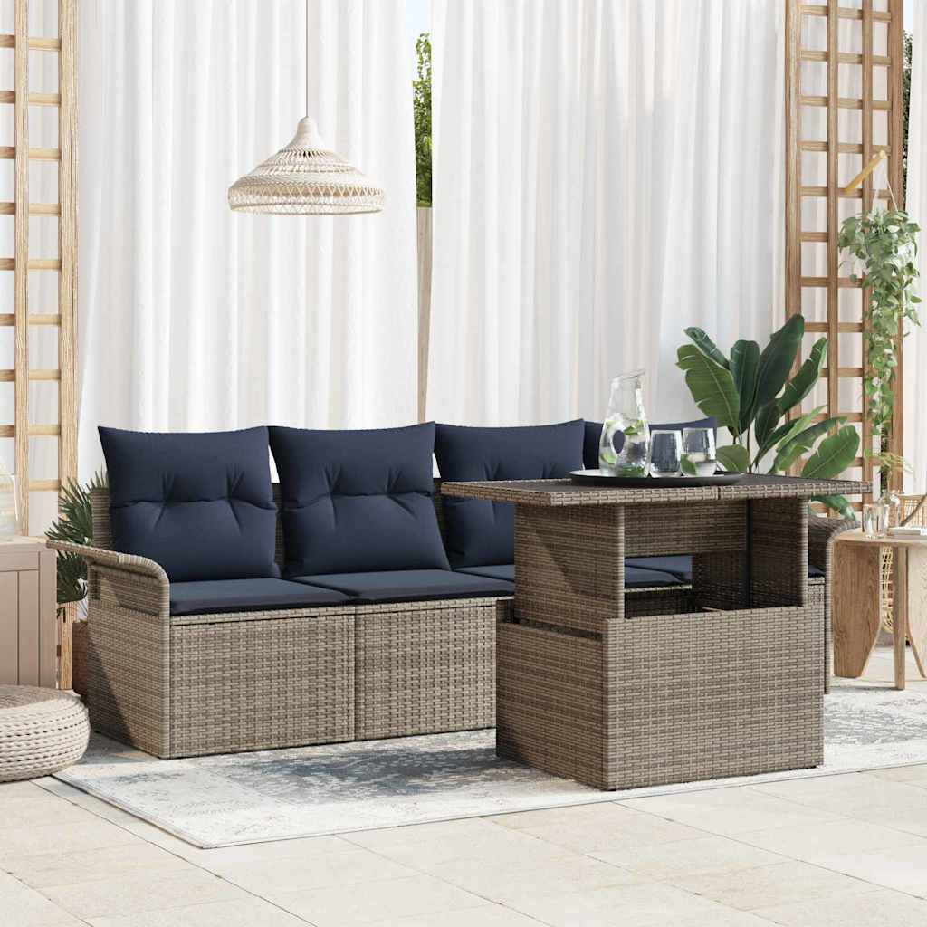 Set Divano da Giardino 5 pz Grigio