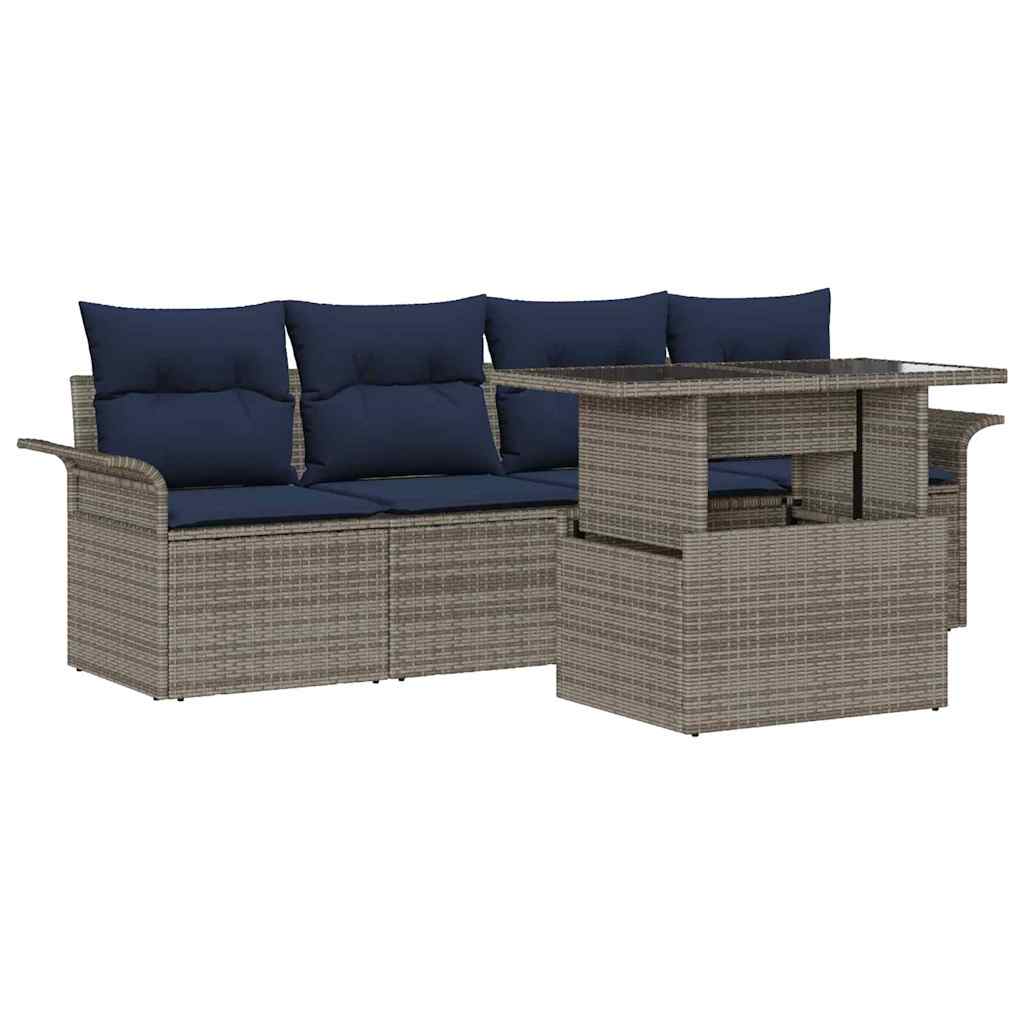 Set Divano da Giardino 5 pz Grigio